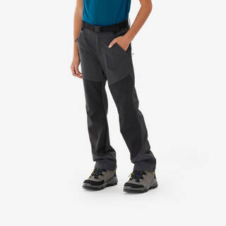 Kids’ softshell hiking trousers, 7-15 years, MH900 - Grey/Black