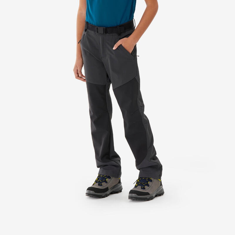 Pantalon de randonnée softshell enfant 7-15 ans, MH900 gris- noir