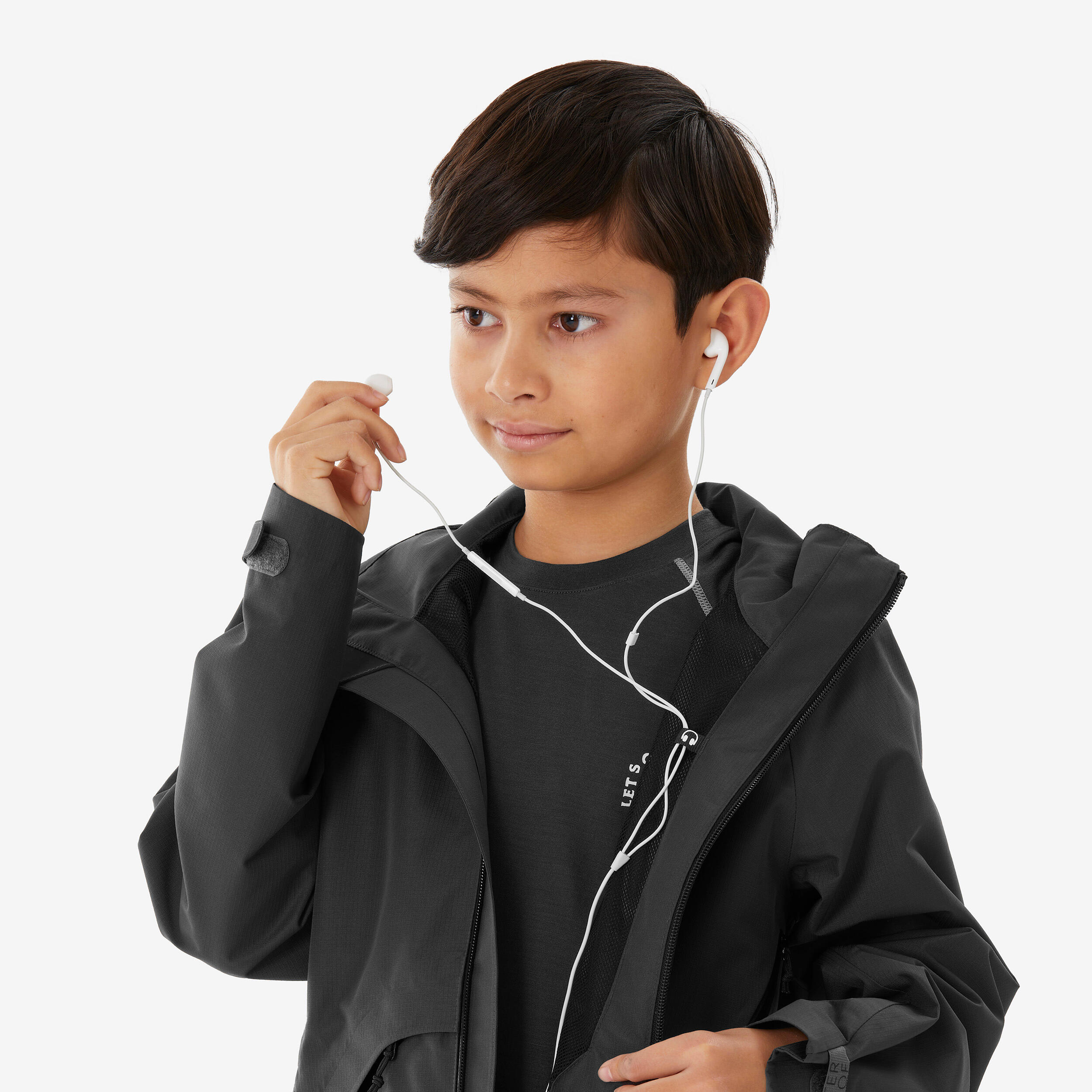 Kids’ Waterproof Hiking Jacket - MH 900 Black Ages 7-15 - QUECHUA