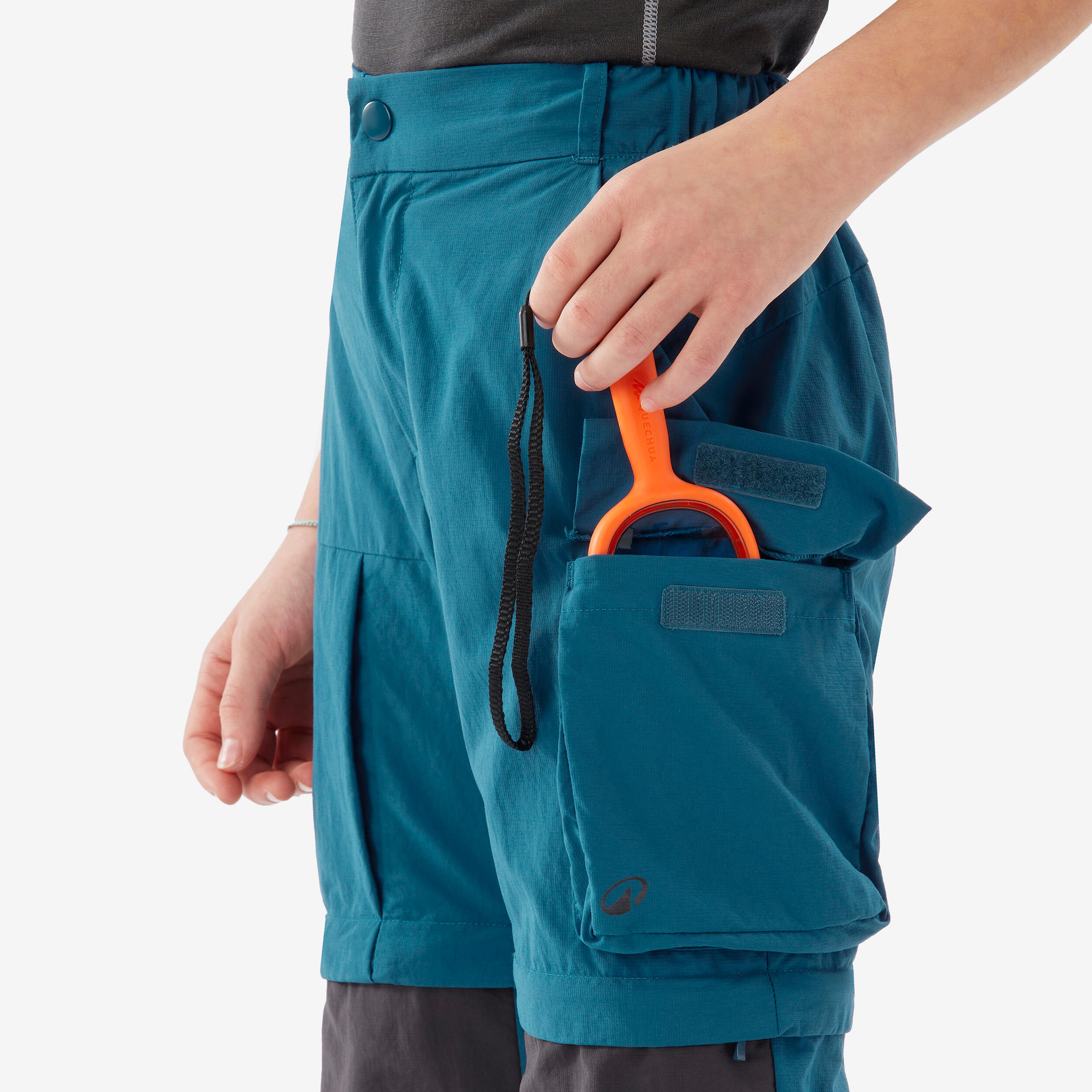 QUECHUA Detské odopínateľné turistické nohavice MH500 7 - 15 rokov modré 8-9 r (131-140 cm) · záber 9