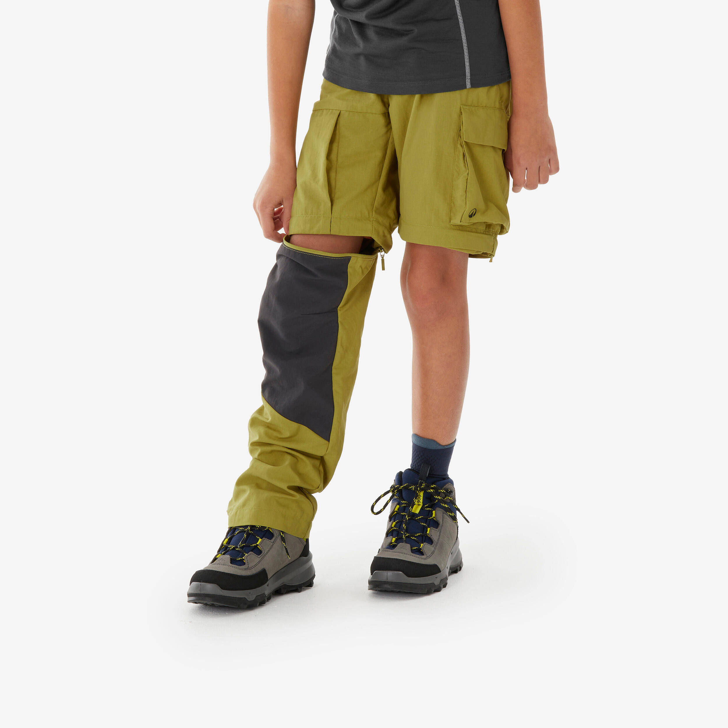 Kids’ convertible hiking trousers, 7-15 years, MH500 - Khaki Yellow -  3