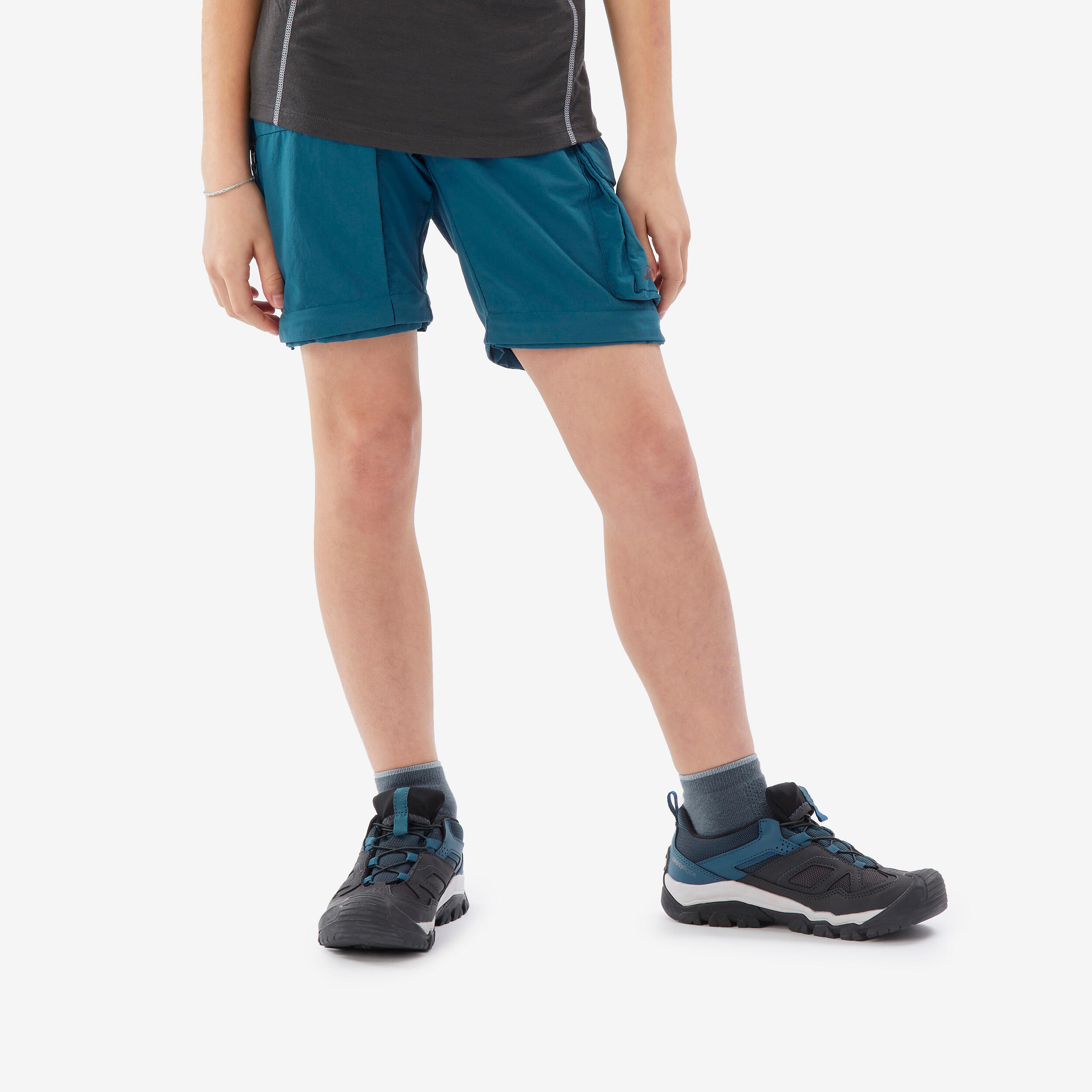 Zip-Off-Hose Kinder Gr. 122–170 Wandern - MH500 blau  4/10