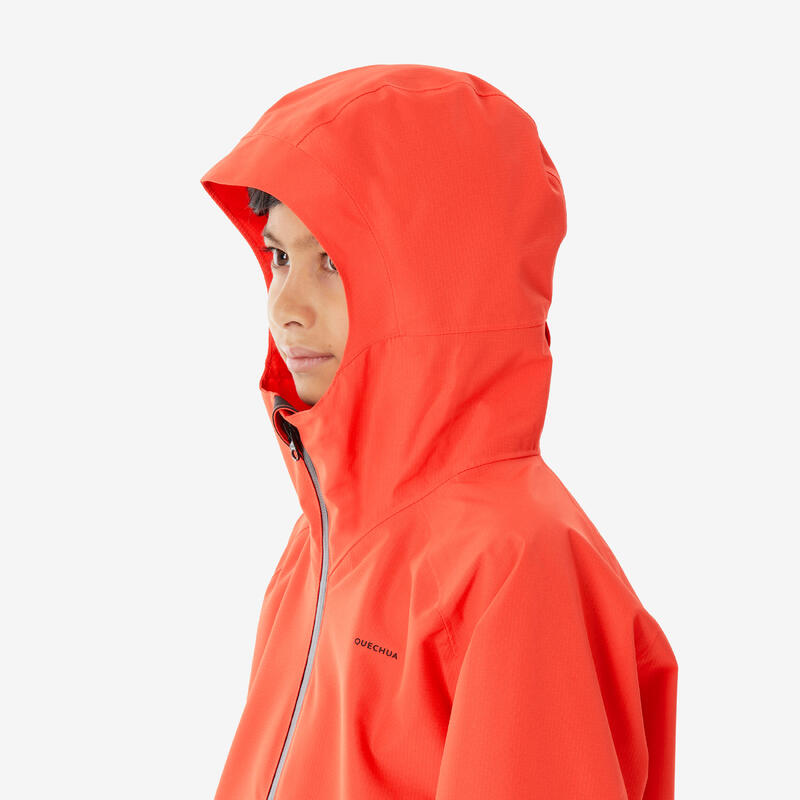 Veste de randonnée montagne imperméable légère enfant 7-15 ans, MH900 orange