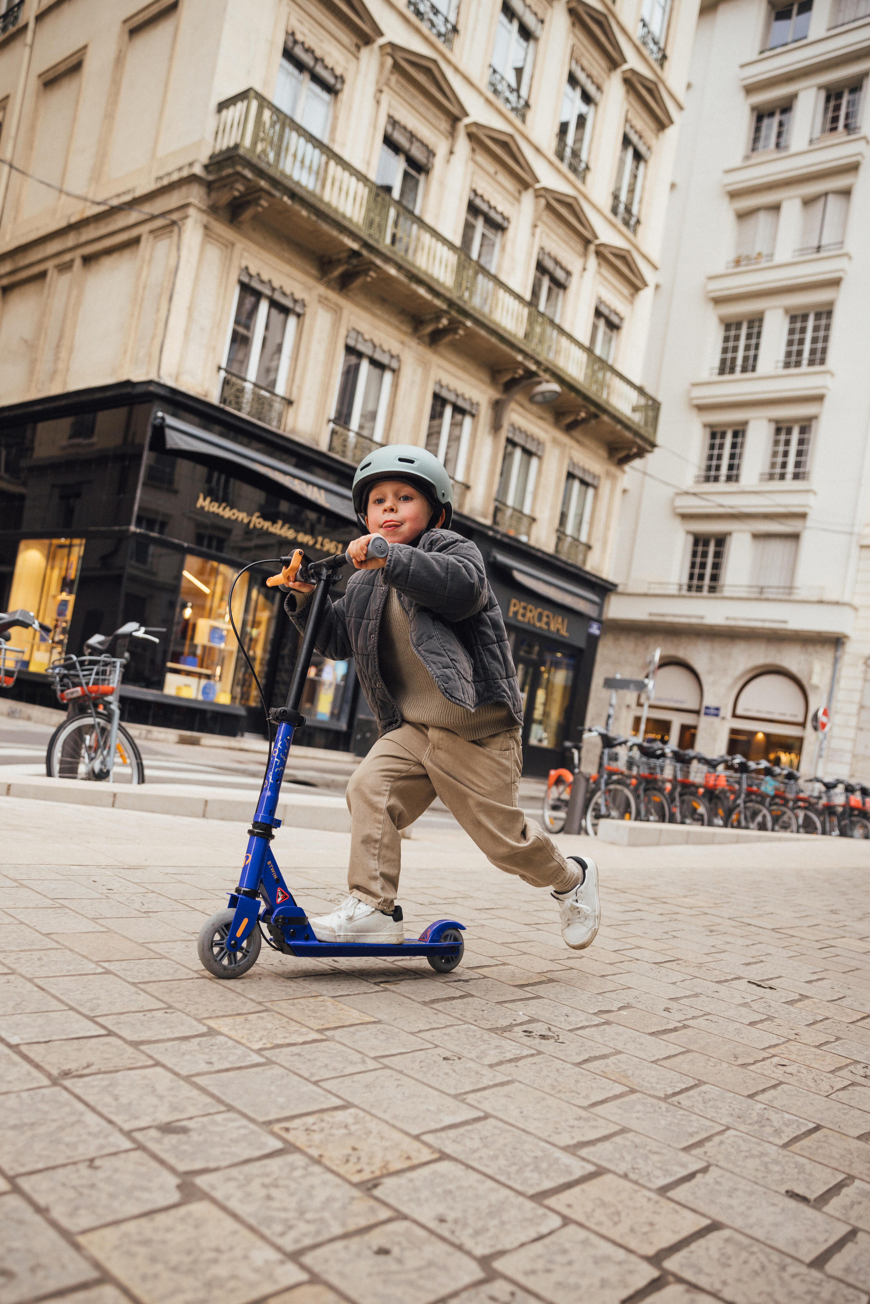 Trottinette enfant play 5 avec frein - Bleue Orange 8/9