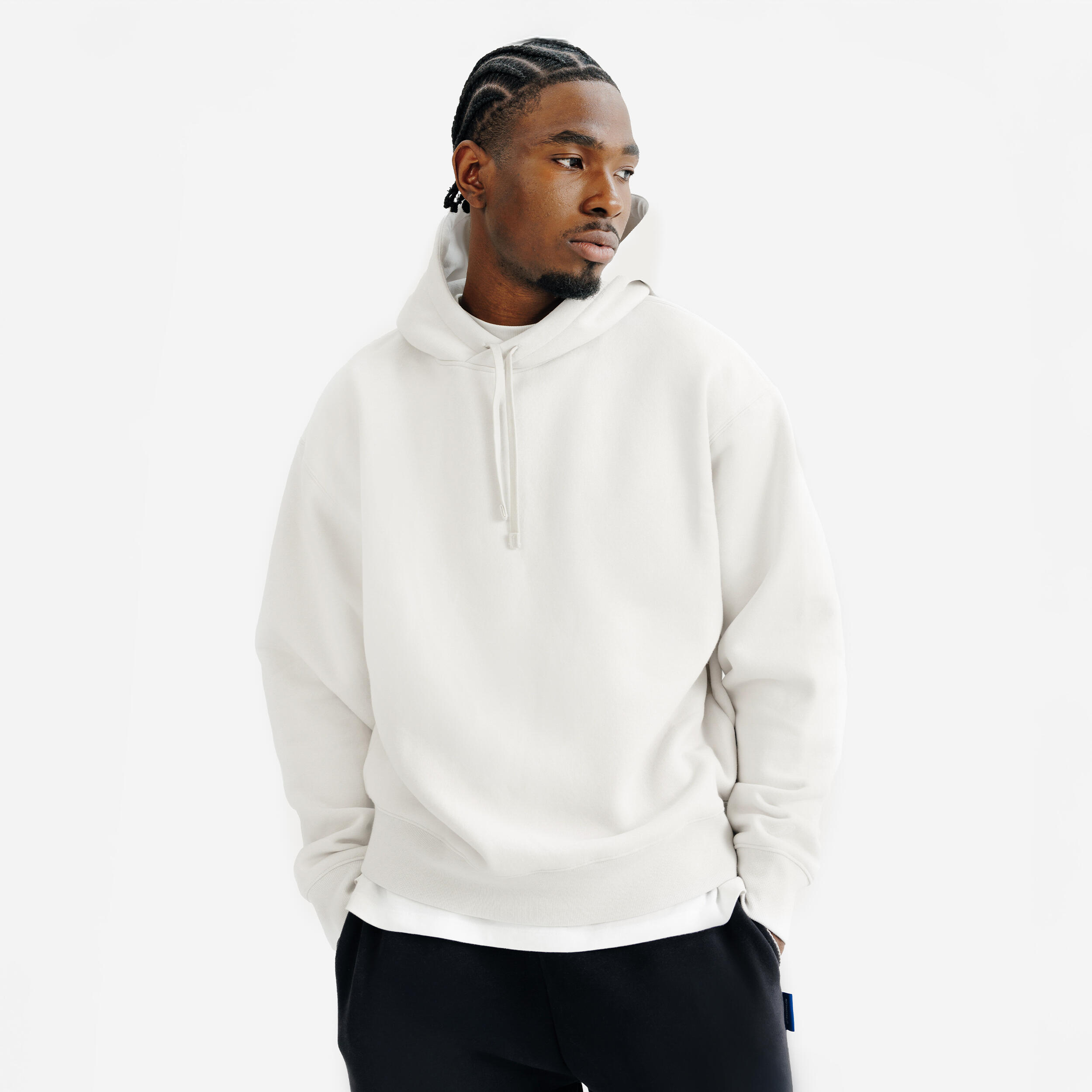 DECATHLON Felpa uomo ELEMENTALS con cappuccio oversize pesante beige
