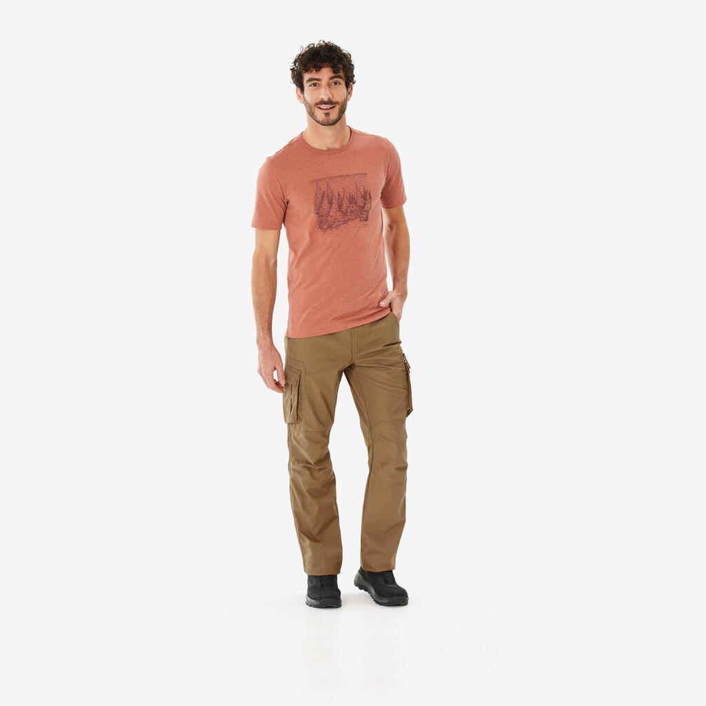 Men's Travel Trekking Cargo Pants TRAVEL 100 - Khaki