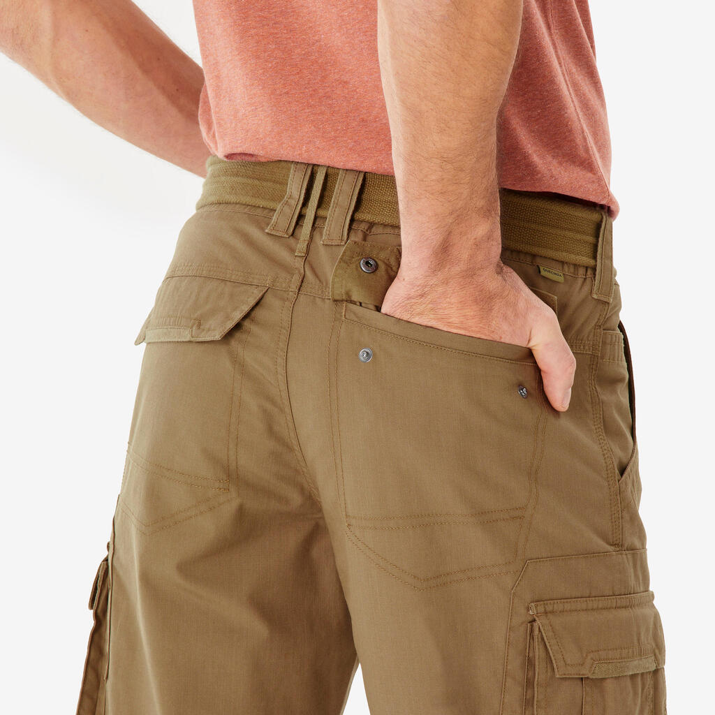 Men's Travel Trekking Cargo Pants TRAVEL 100 - Khaki