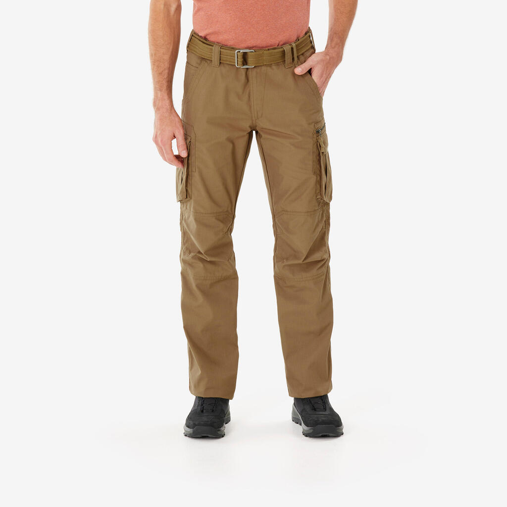 Men's Travel Trekking Cargo Pants TRAVEL 100 - Khaki