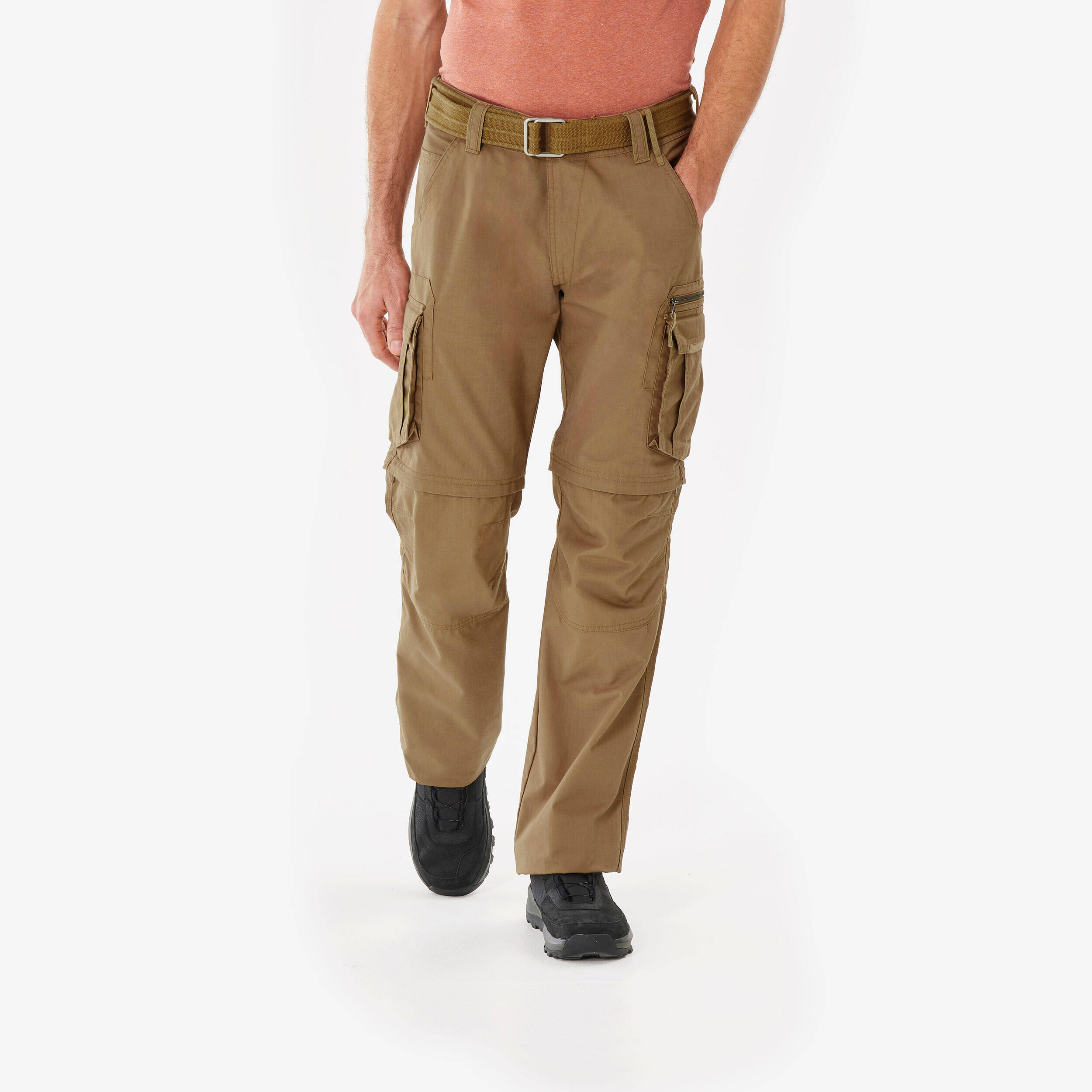 Men's Modular Hiking Cargo Pants Travel 500 Modul - Brown -  1