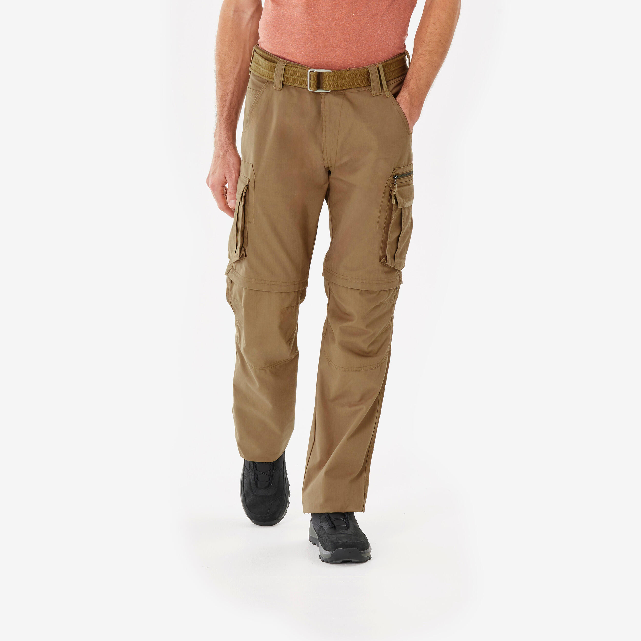 Men's Modular Hiking Cargo Pants Travel 500 Modul - Brown
