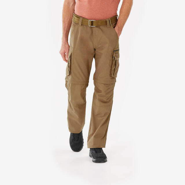 Pantalon cargo de randonnée modulable homme, TRAVEL 500 Modul marron