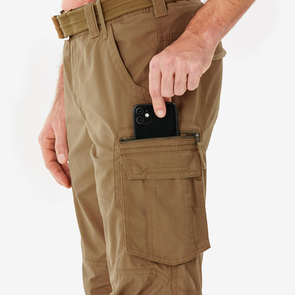 Pantalón cargo de trekking de viaje marrón para hombre Travel 500
