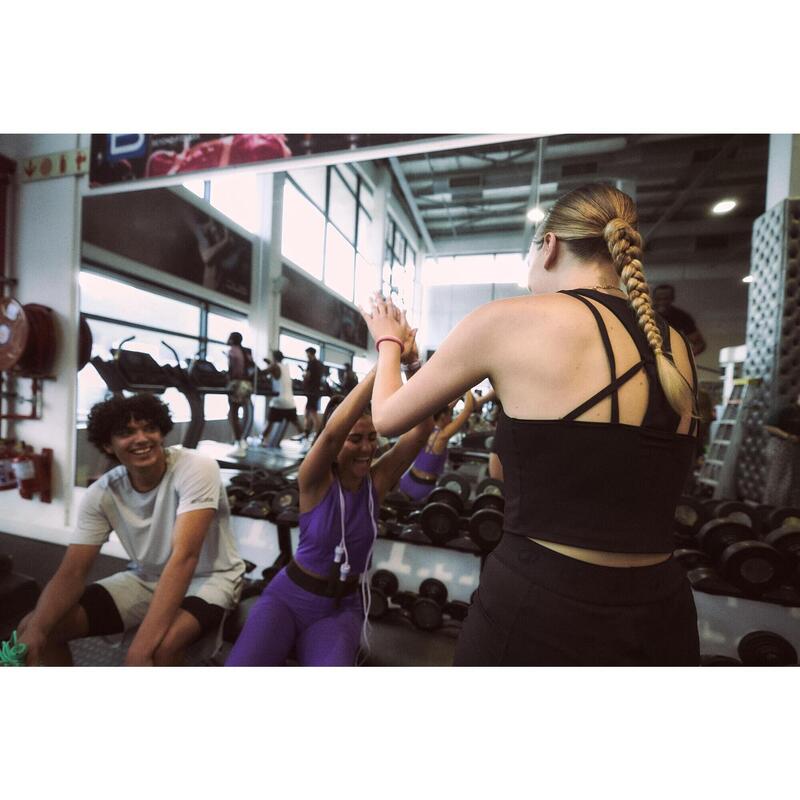Pantalon scurt fitness antrenamente cu talie elastică Negru Damă