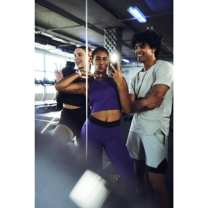Pantalon scurt fitness antrenamente cu talie elastică Negru Damă