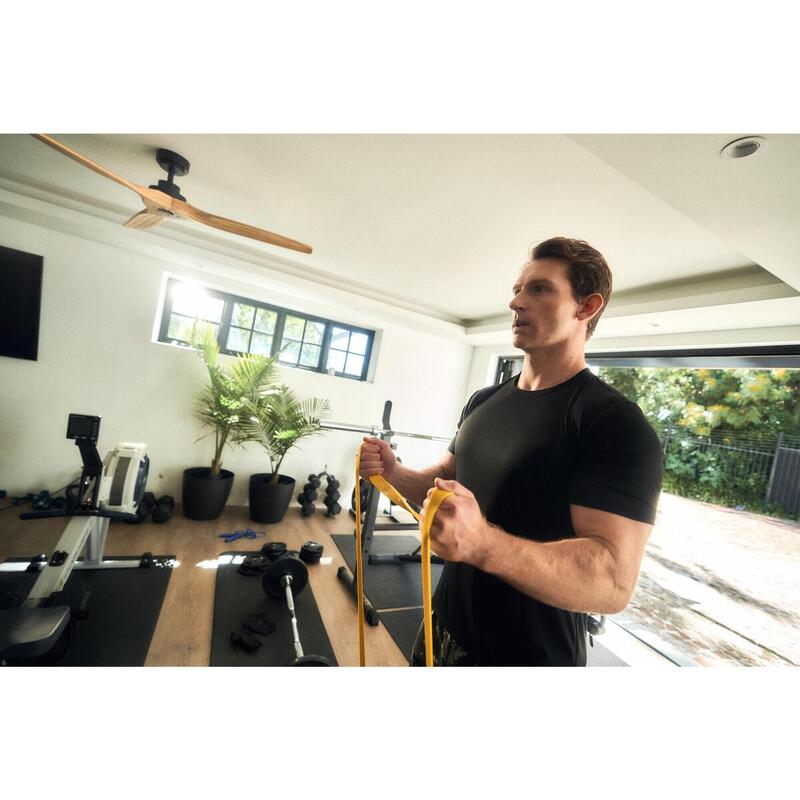 Tricou respirant fitness guler rotund Negru fumuriu Bărbați