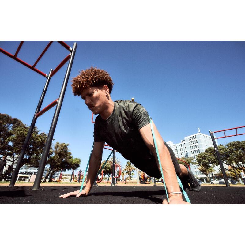 Tricou respirant fitness decolteu rotund Kaki Bărbați