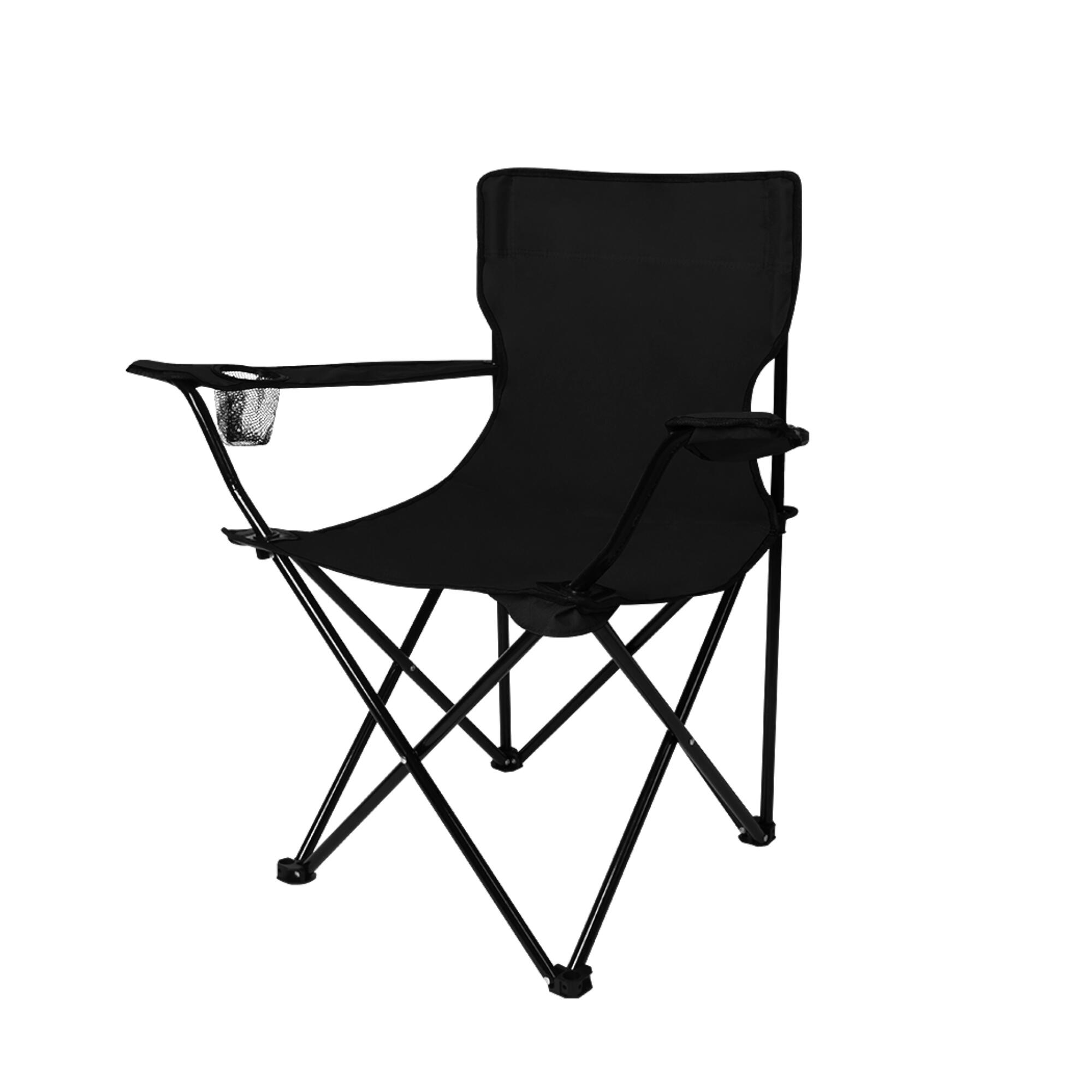 Levede Foldable Beach Camping Arm Chair - Black