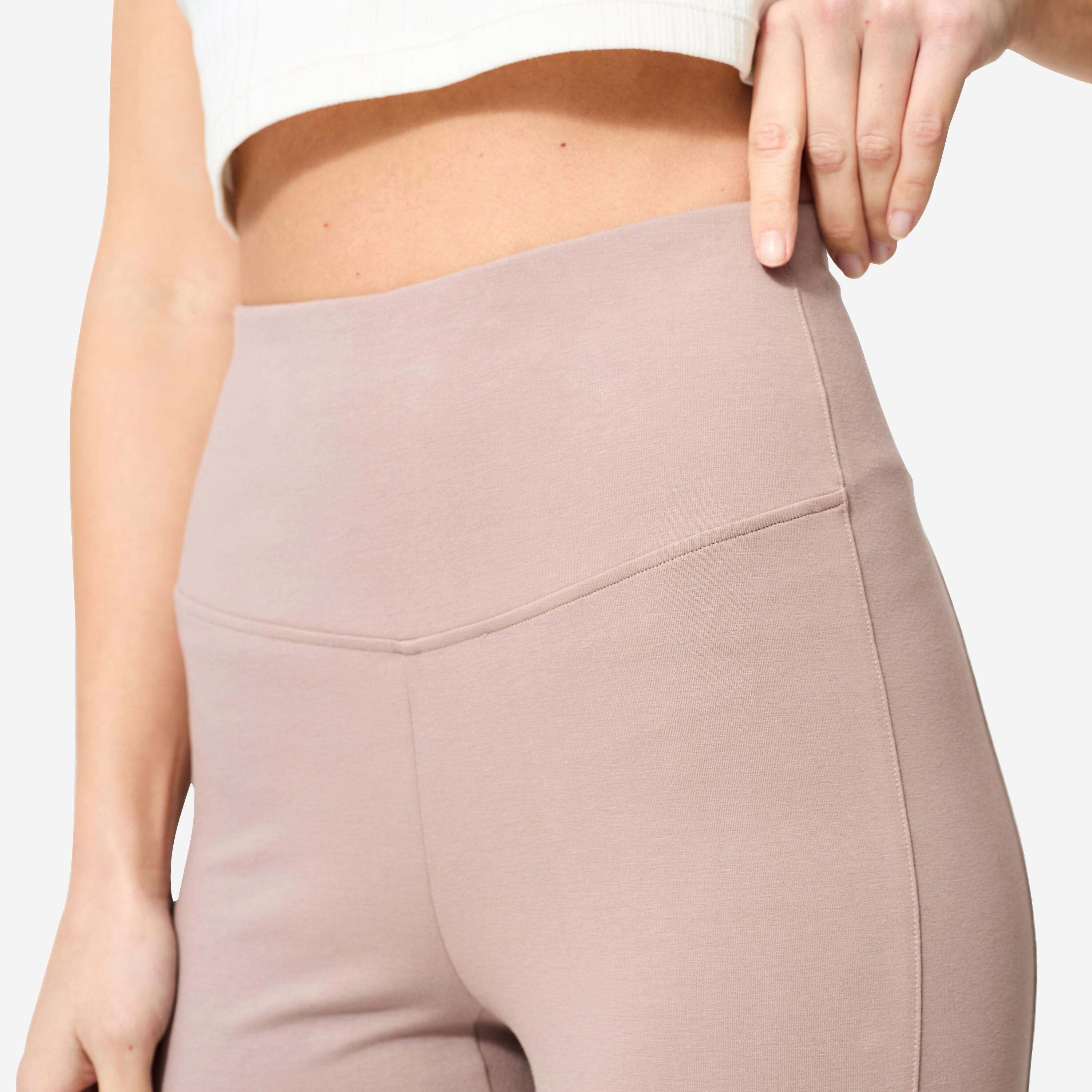 Leggings donna palestra modellanti traspiranti vita alta marroni 6/7