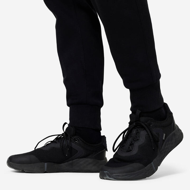 Fitnessbroek voor heren molton zwart