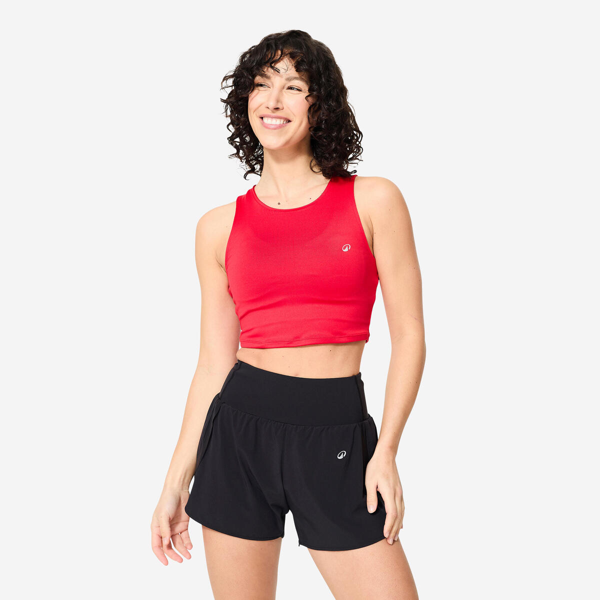 Débardeur crop top fitness femme, rouge