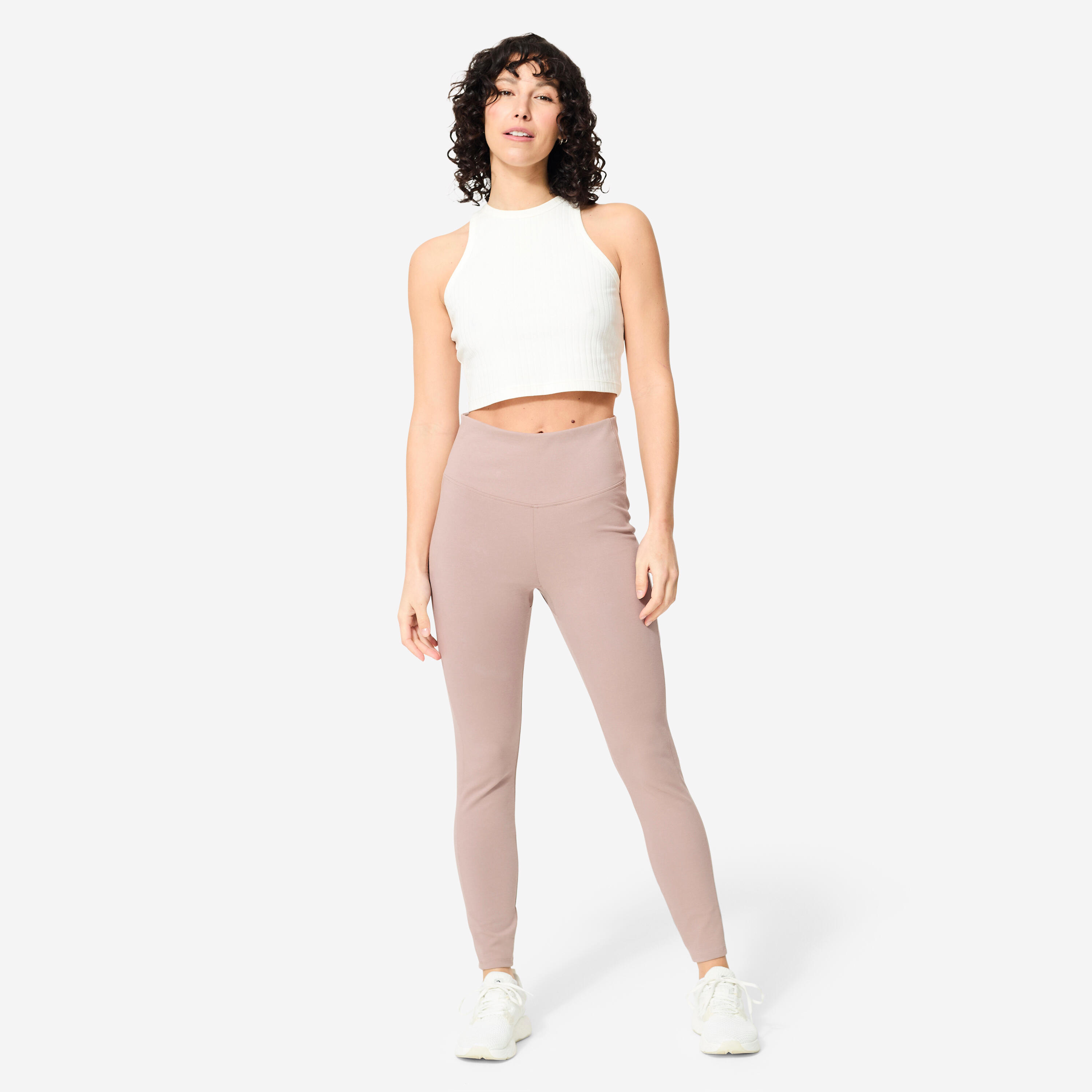 Leggings donna palestra modellanti traspiranti vita alta marroni 2/7
