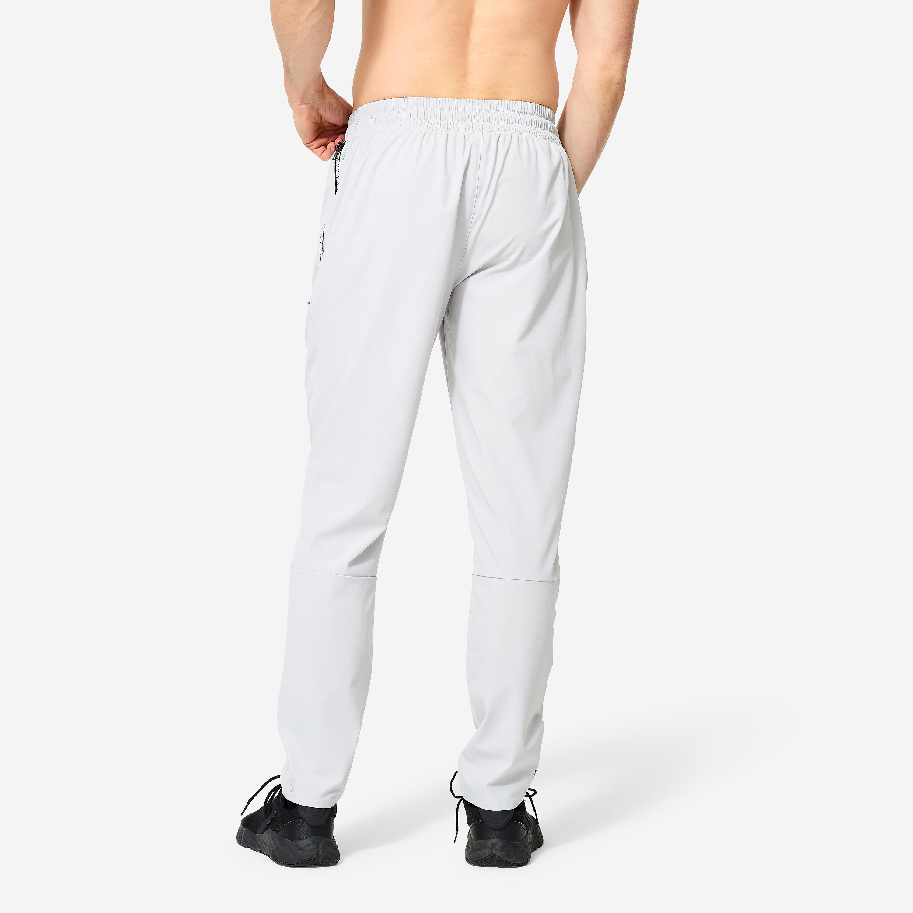 Men Gym Trackpant Convertible, Jog Fit, Quick Dry, Zip Pockets, 500 - Pearl Grey