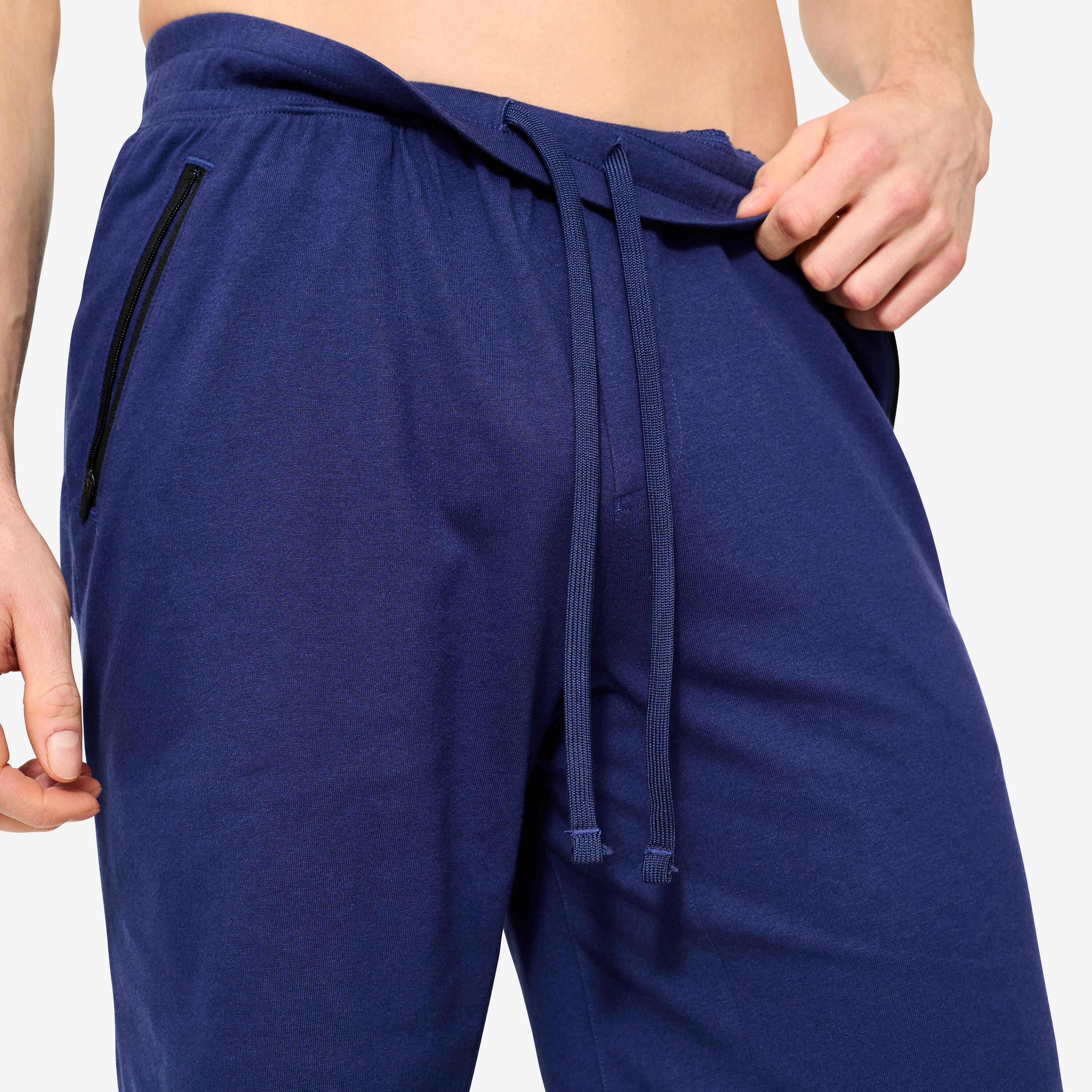 Pantaloncini uomo palestra regular fit cotone con tasche con zip blu 6/6