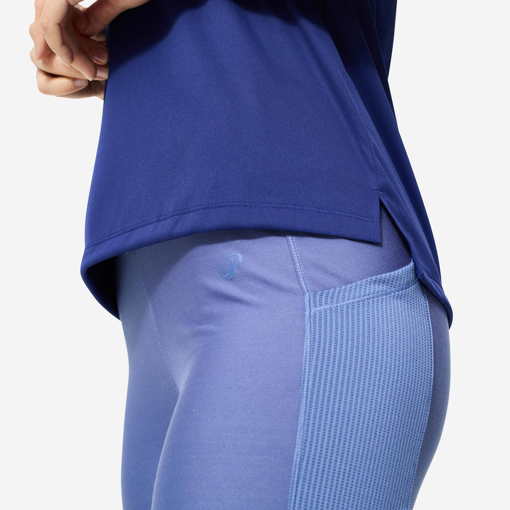Débardeur de fitness coupe droite femme, bleu foncé