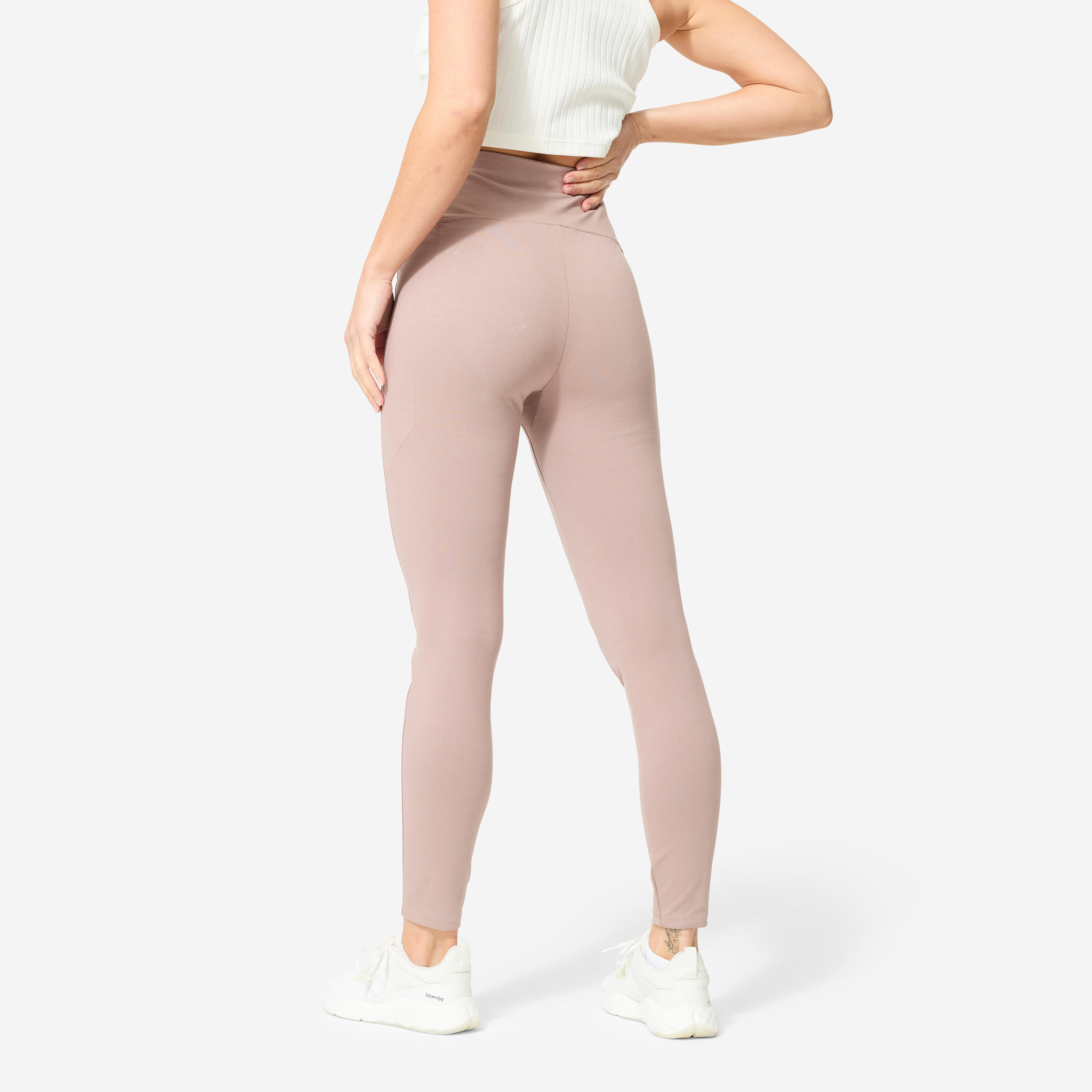 Leggings donna palestra modellanti traspiranti vita alta marroni 4/7