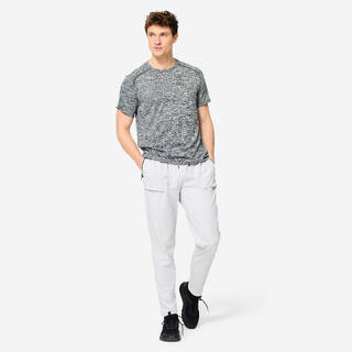 Men Gym Trackpant Convertible, Jog Fit, Quick Dry, Zip Pockets, 500 - Pearl Grey