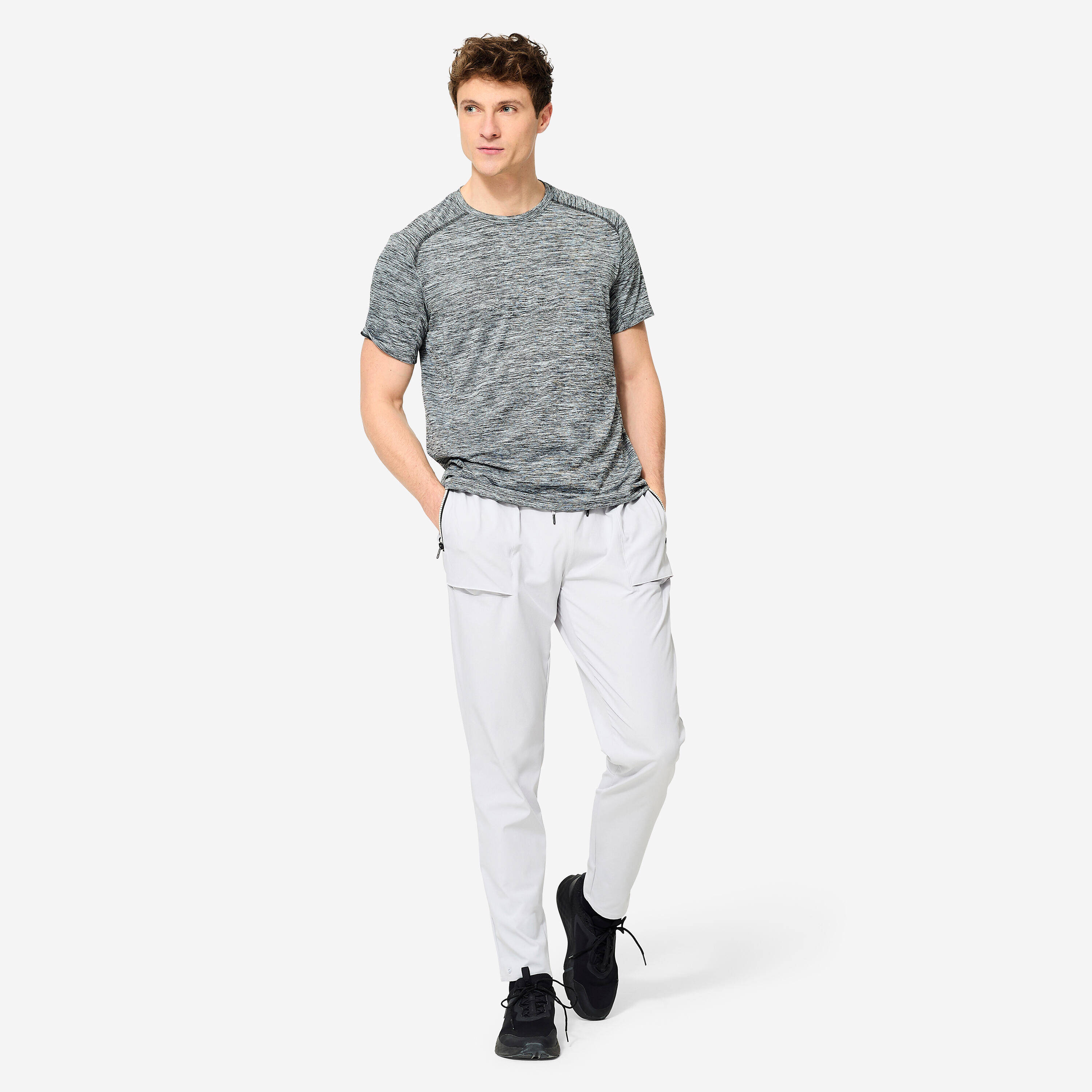 Men Gym Trackpant Convertible, Jog Fit, Quick Dry, Zip Pockets, 500 - Pearl Grey -  1