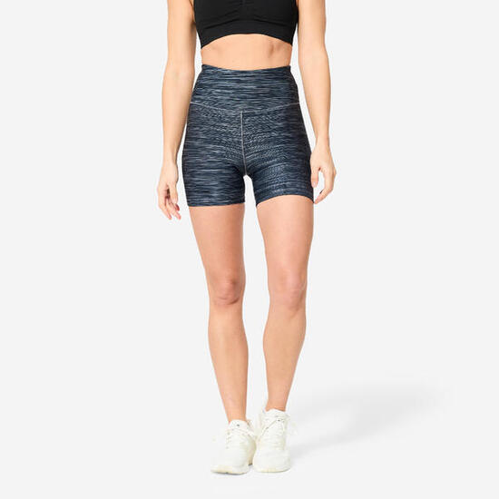 Short fitness cardio training femme chiné gris100