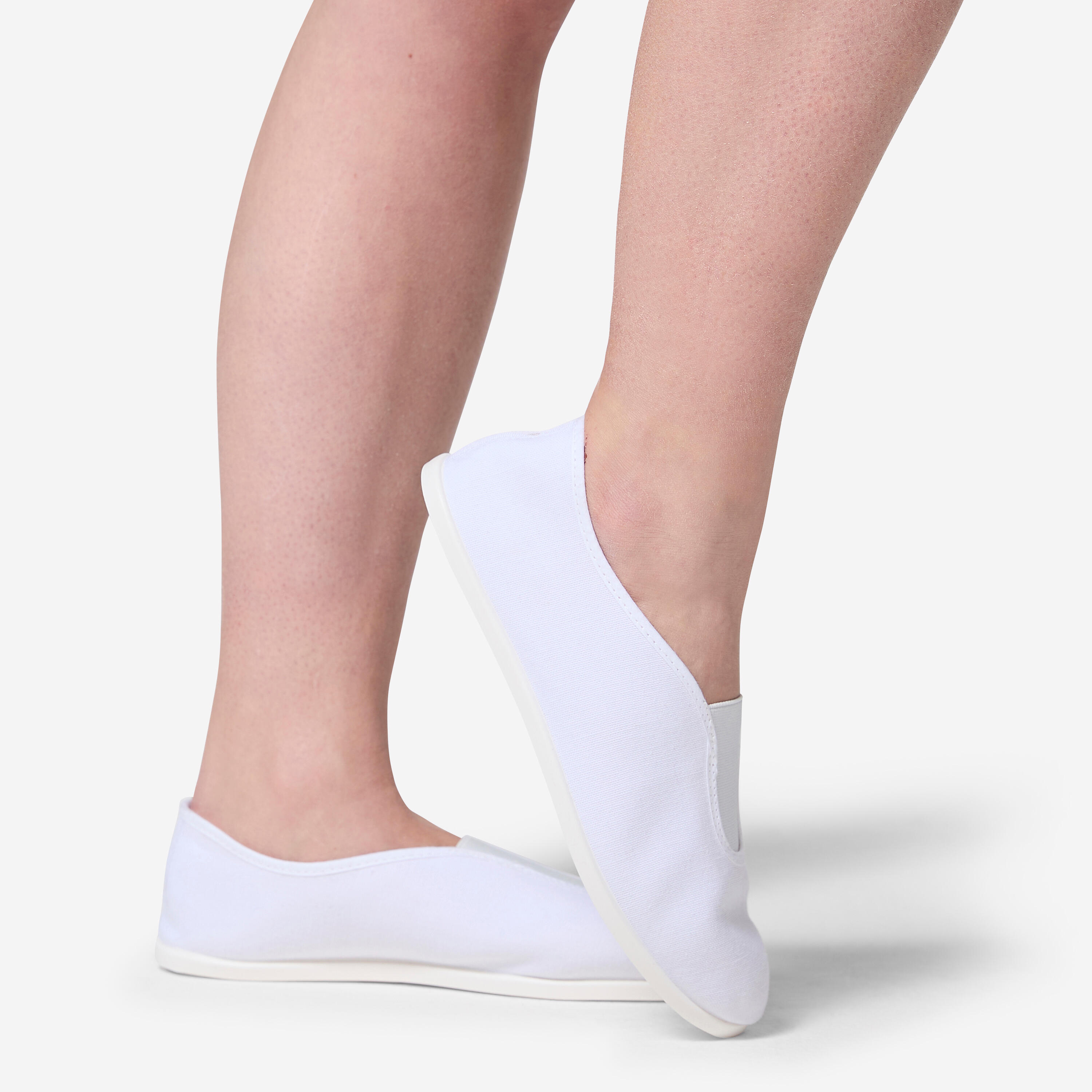Kids' Gymnastics Fabric Shoes - White 4/5