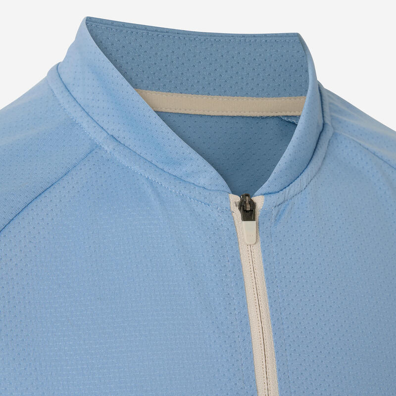 Maillot manches courtes vélo enfant 7-11 ans, 500 Bleu
