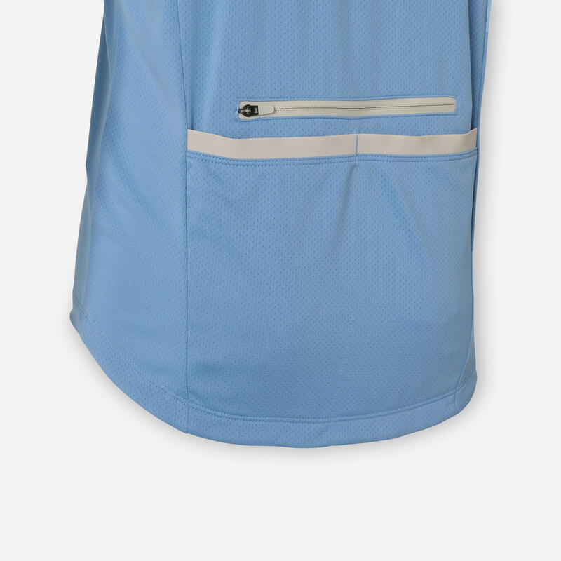 Maillot manches courtes vélo enfant 7-11 ans, 500 Bleu
