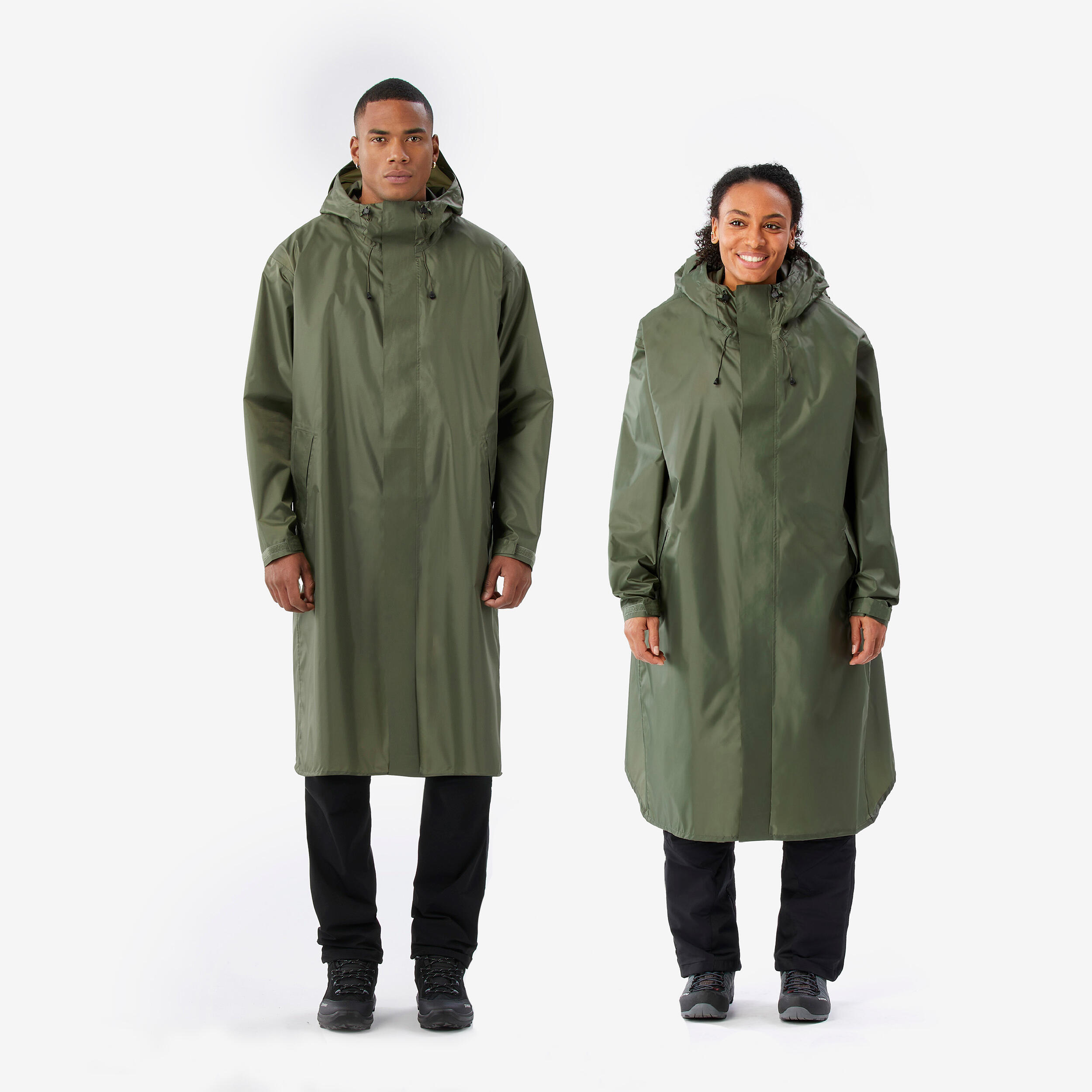 Adjustable rain and hiking poncho, 75 L max, MT900 2.0 Khaki 1/12