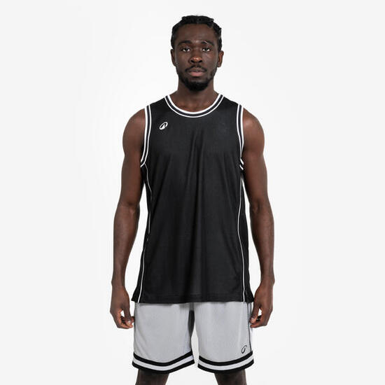Maillot de Basketball sans manche réversible Adulte - TKR-500 noir blanc
