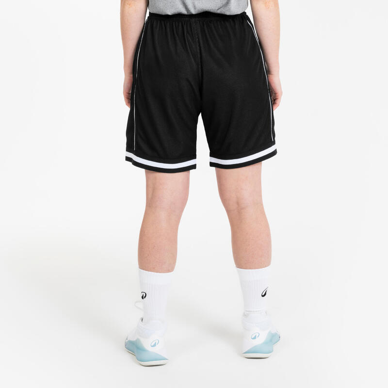 Yetişkin Çift Taraflı Basketbol Şortu - Siyah/Beyaz - 500
