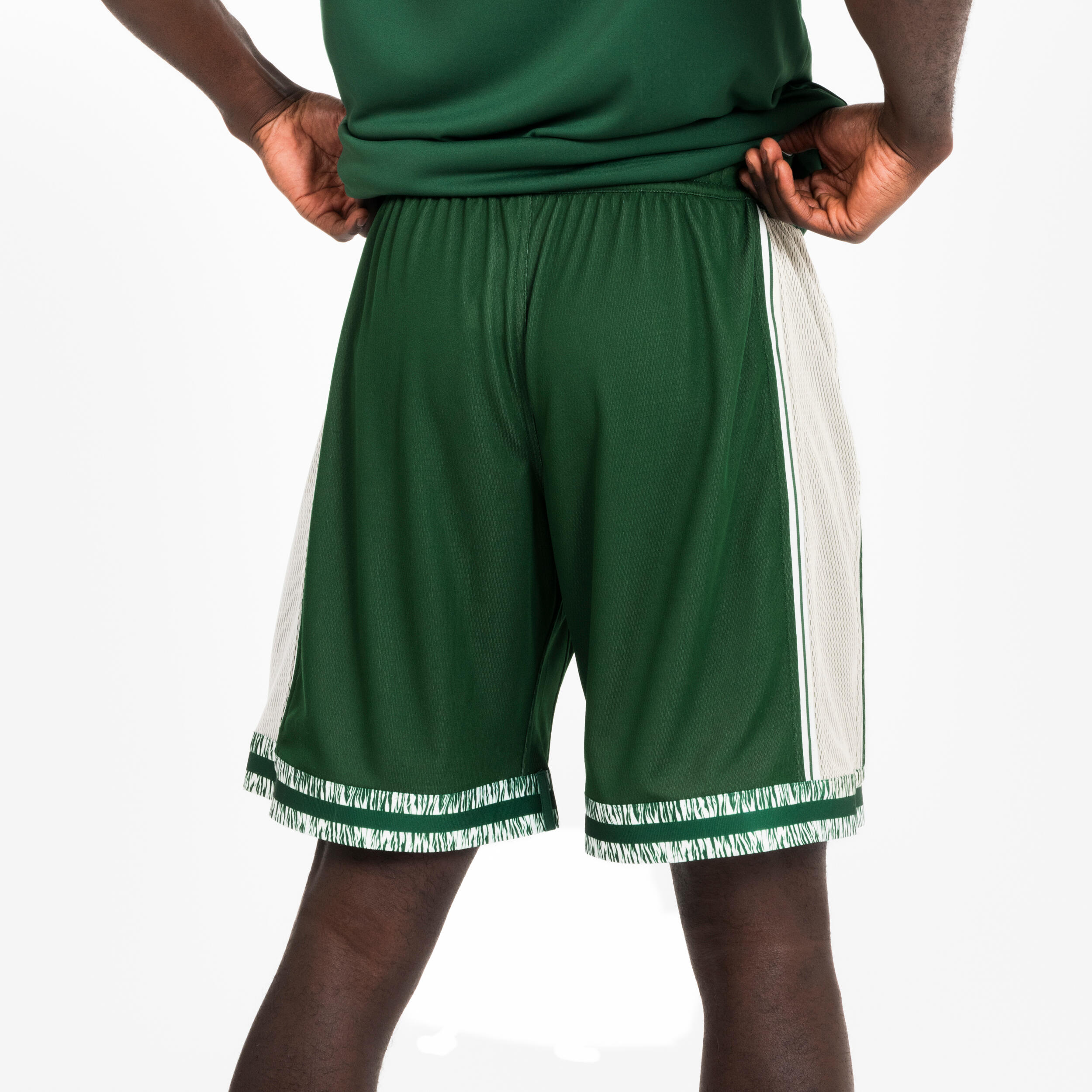 Short de Basketball réversible Adulte - SHORT 500 beige vert 5/10