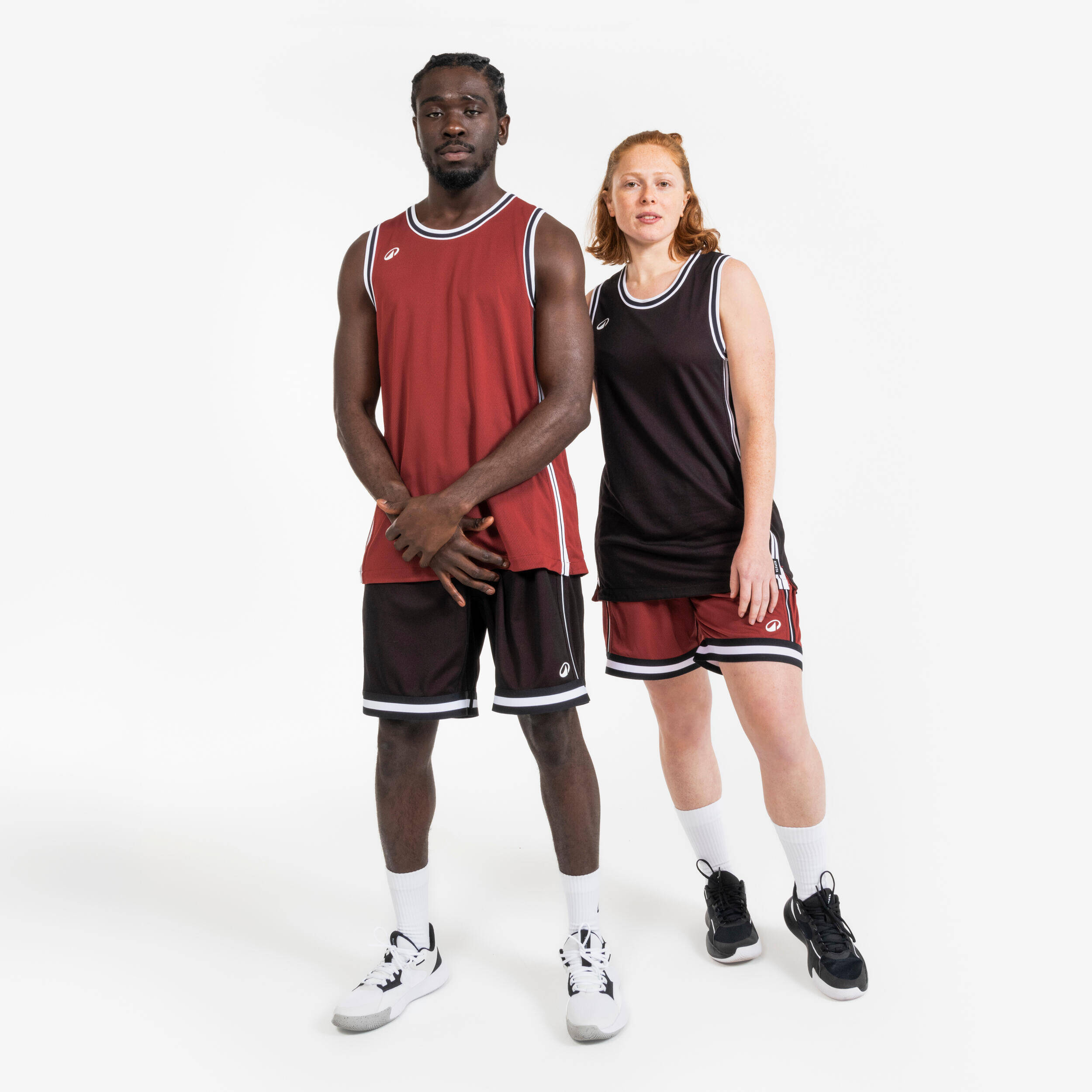 Adult Reversible Sleeveless Basketball Shirt Tank 500 - Black/Red -  2