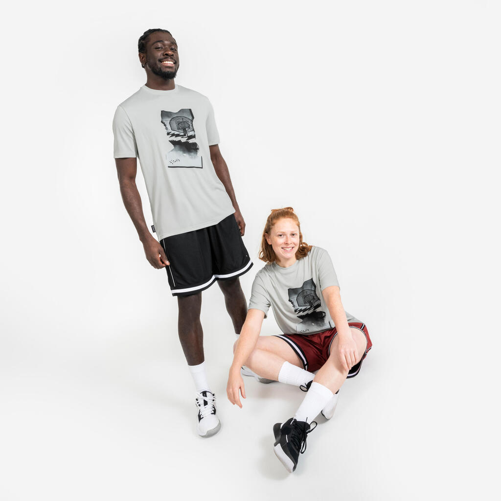 Σορτς μπάσκετ δύο όψεων ενηλίκων 500 - Λευκό/Μαύρο