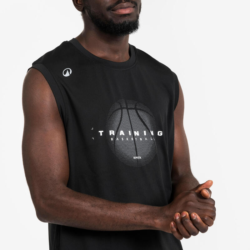 MAILLOT DE BASKETBALL SANS MANCHE HOMME/FEMME - FAST 500 NOIR