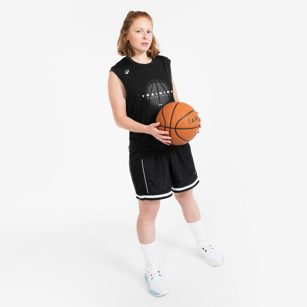 Short de básquetbol reversible blanco con negro para adulto SHR-500