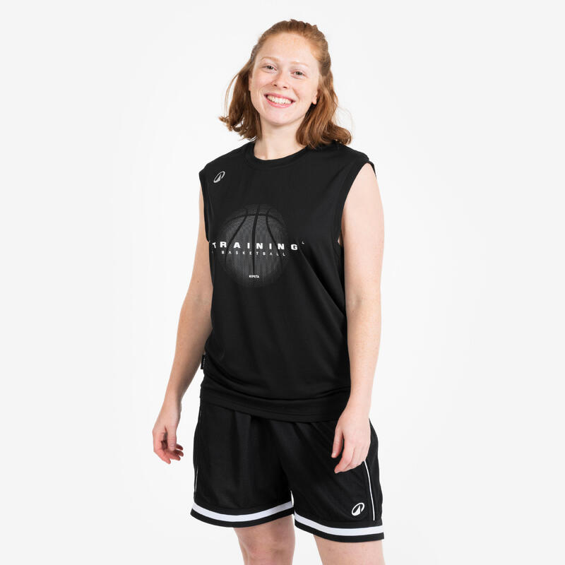 TRICOU DE BASCHET FĂRĂ MÂNECI FAST 500 NEGRU BĂRBAȚI/DAMĂ
