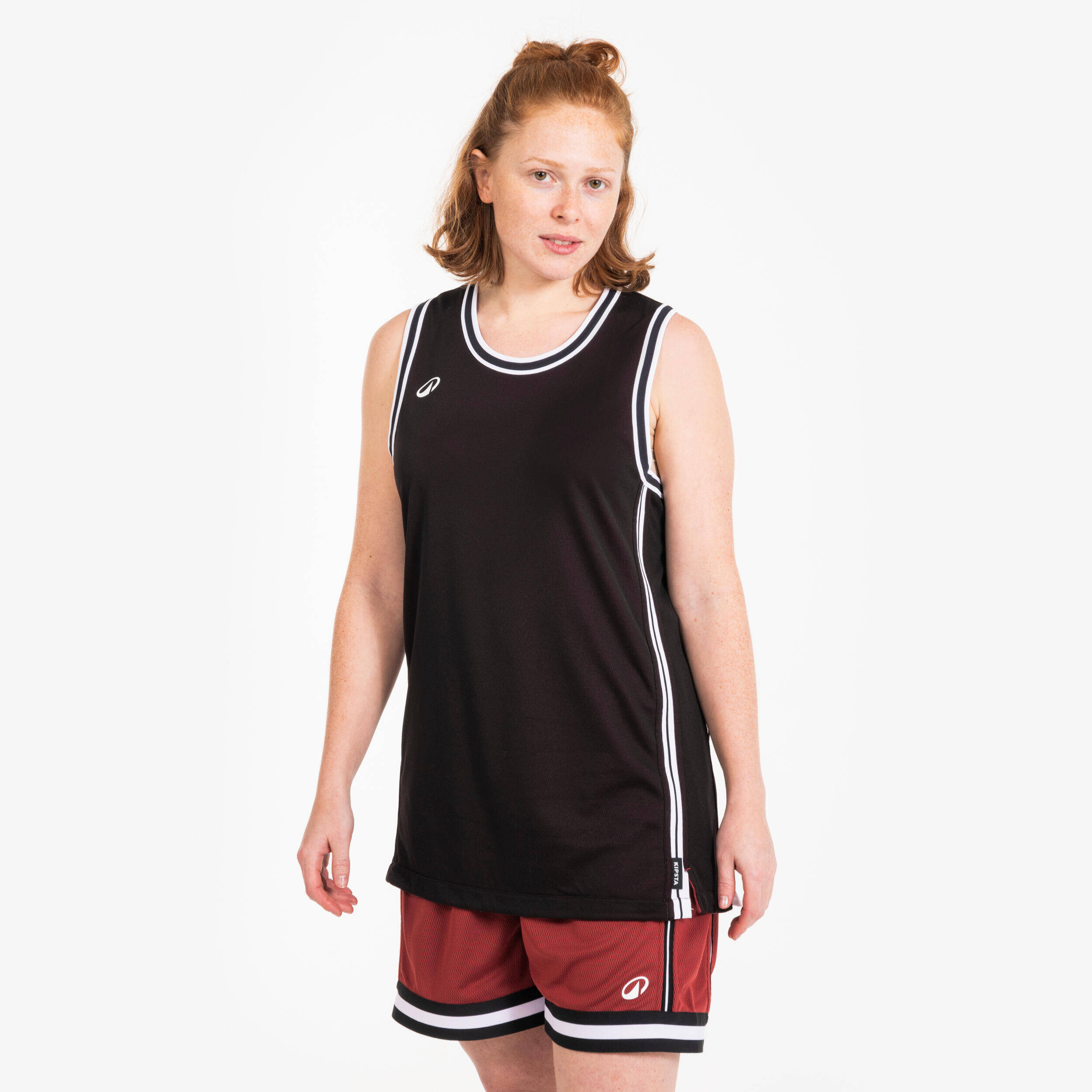 Adult Reversible Sleeveless Basketball Shirt Tank 500 - Black/Red -  3