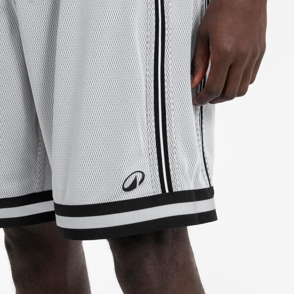 Short de básquetbol reversible blanco con negro para adulto SHR-500