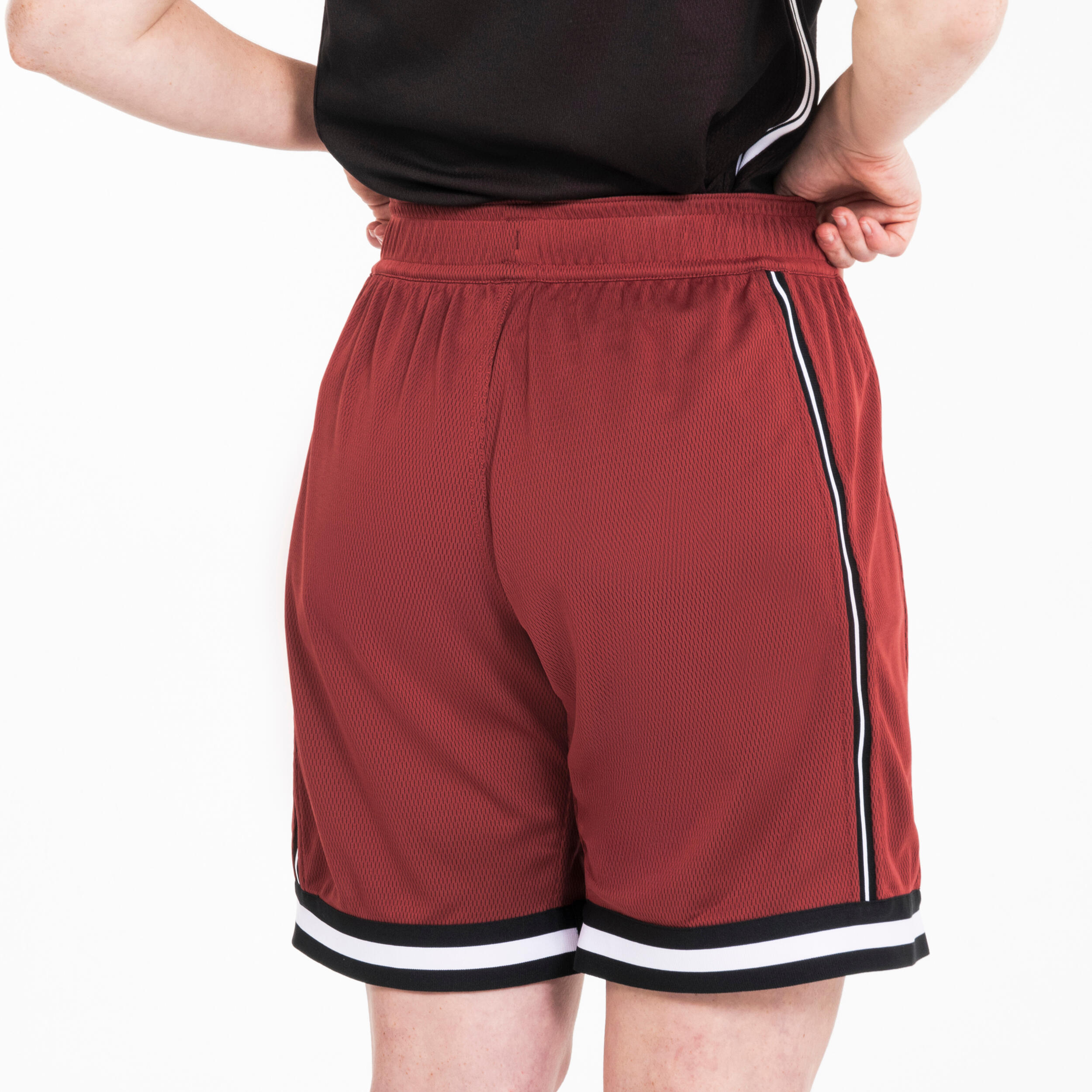 Calções Reversíveis de Basquetebol Adulto SHORT 500 Preto/Vermelho 7/16