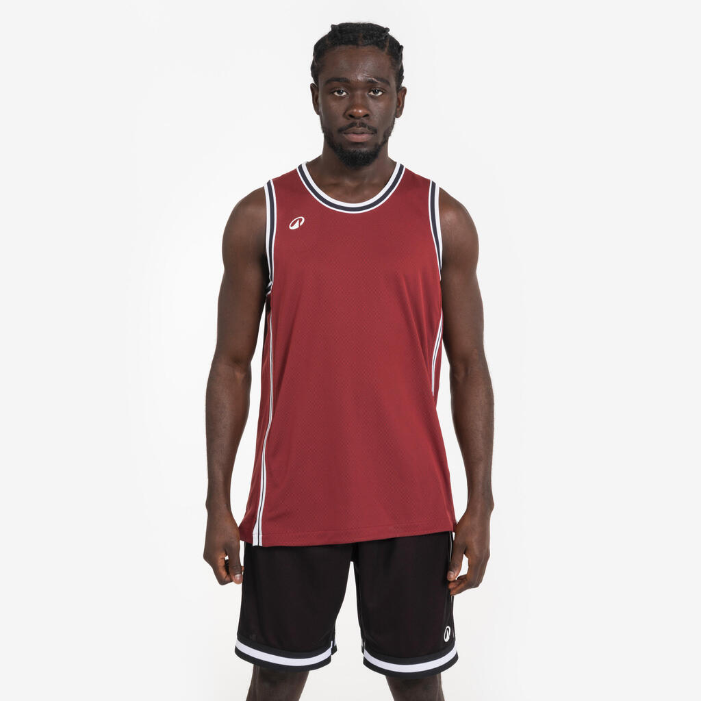 Maillot de Basketball sans manche réversible Adulte - TKR-500 noir rouge