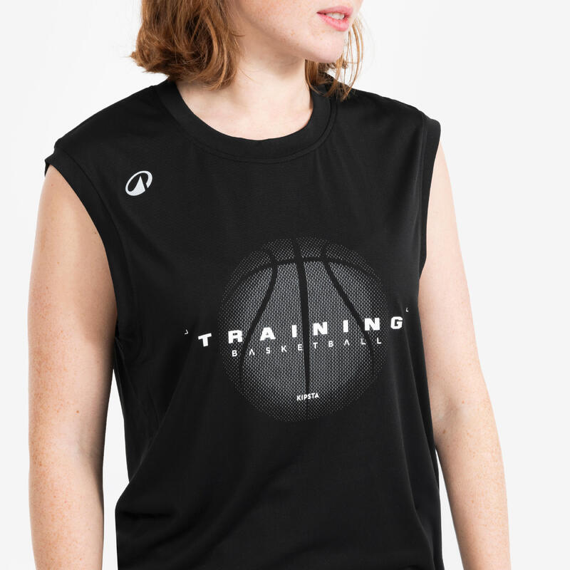 MAILLOT DE BASKETBALL SANS MANCHE HOMME/FEMME - FAST 500 NOIR
