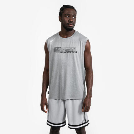 MAILLOT DE BASKETBALL SANS MANCHE HOMME/FEMME - FAST 500 GRIS